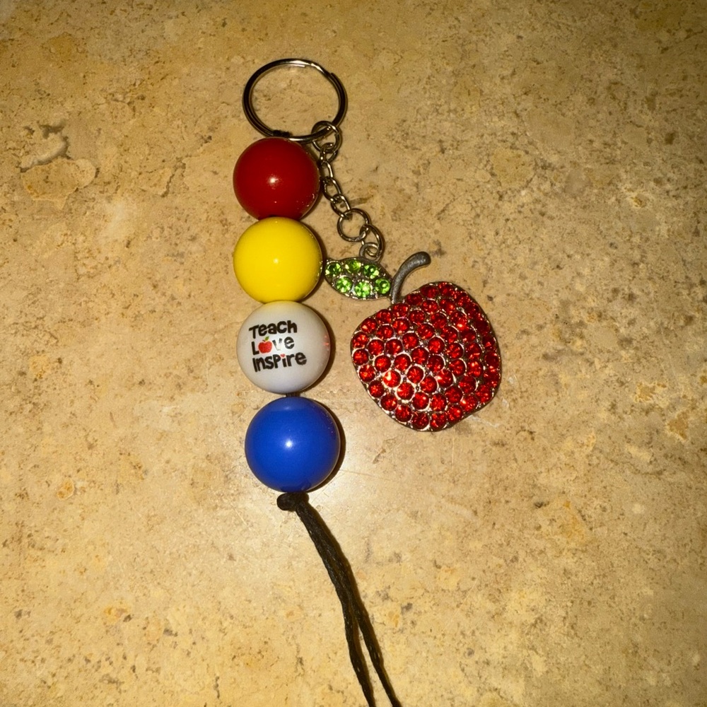 Colorful Apple Keychain with Inspirational Message